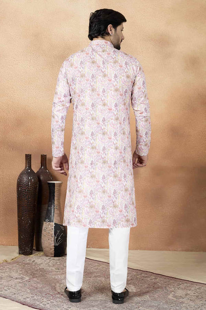 Pink Colour Art Silk Digital Print Work Kurta Pajama