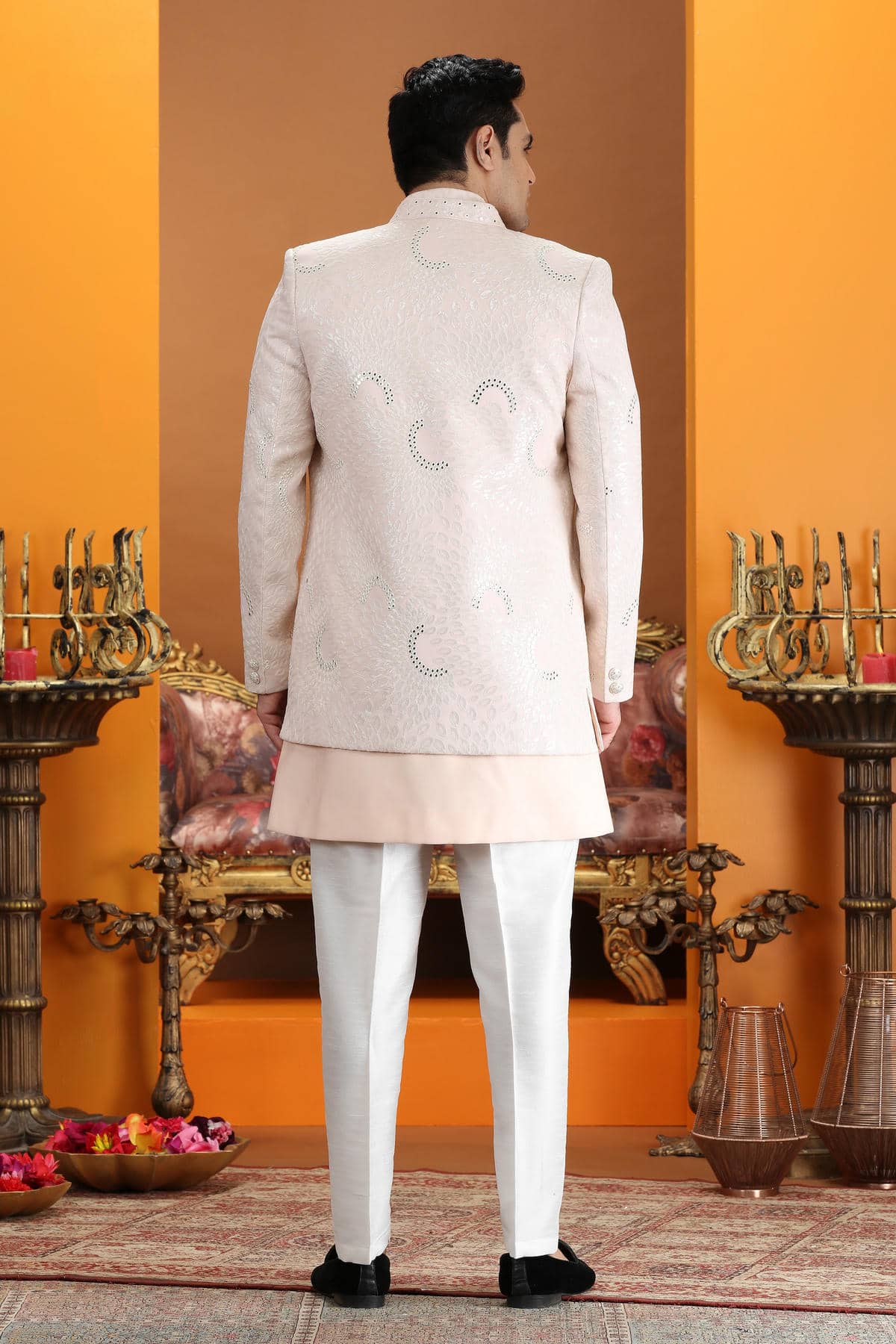 Pink Colour Art Silk Embroidery 3 Pcs Jacket Set