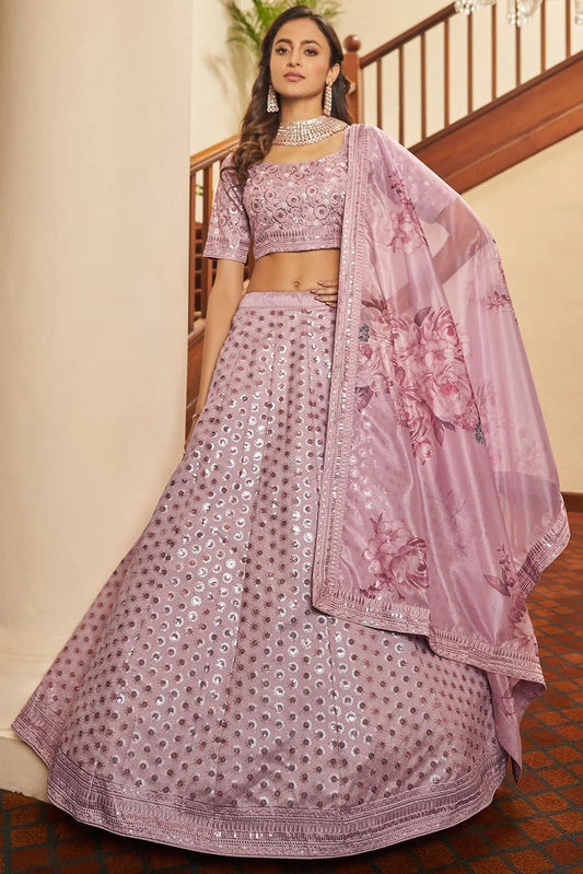 Pink Colour Art Silk Embroidery Lehenga Choli LC1150091