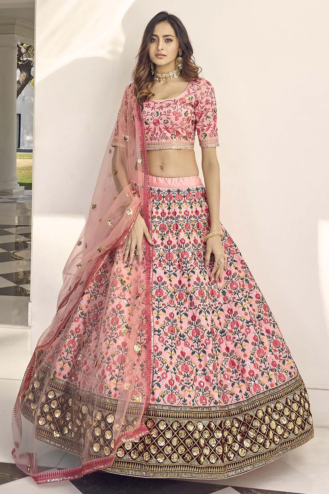 Pink Colour Art Silk Embroidery Lehenga Choli LC1150100 A