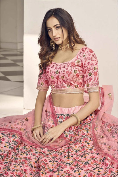 Pink Colour Art Silk Embroidery Lehenga Choli LC1150100 B
