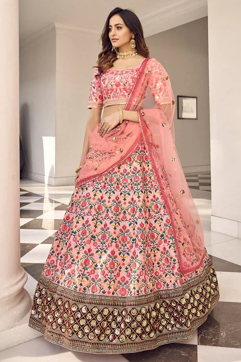 Pink Colour Art Silk Embroidery Lehenga Choli LC1150100