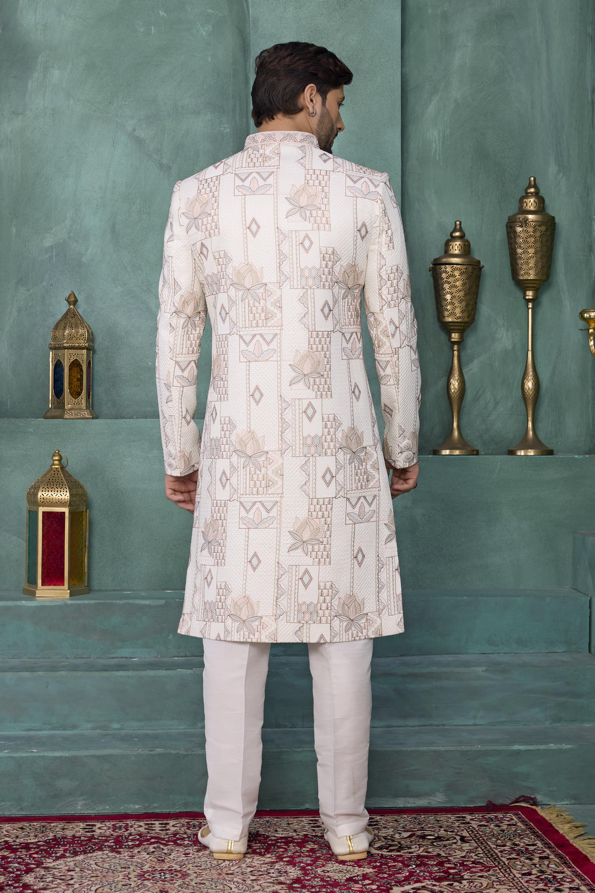 Pink Colour Art Silk Embroidery Work Sherwani