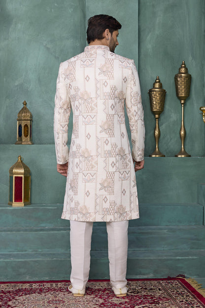 Pink Colour Art Silk Embroidery Work Sherwani
