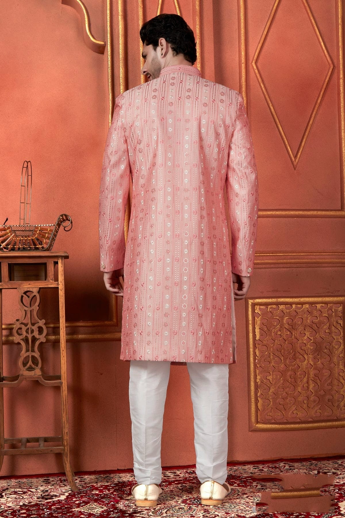 Pink Colour Art Silk Indowestern Sherwani With Aligadhi Pant SH1230095 B