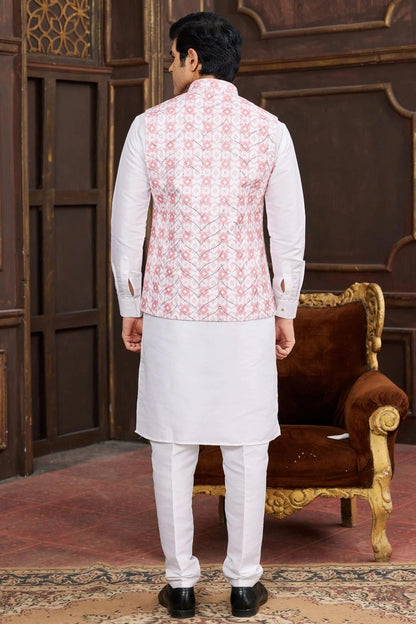 Pink Colour Art Silk Kurta Pajama With Jacket KP1230256 A