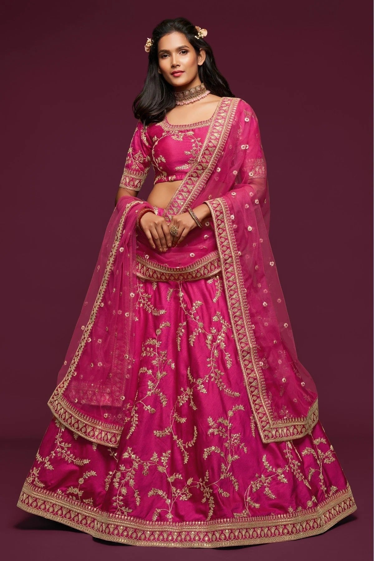 Pink Colour Art Silk Lehenga Choli LC1010108