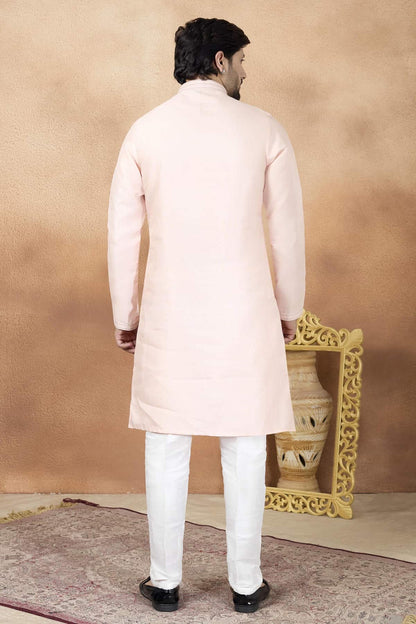 Pink Colour Art Silk Pintux Work Kurta Pajama
