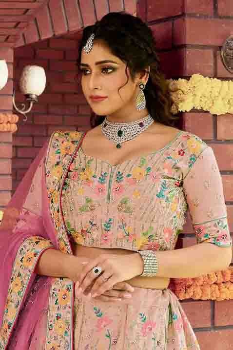 Pink Colour Art Silk Resham Work Lehenga Choli LC1080122 A