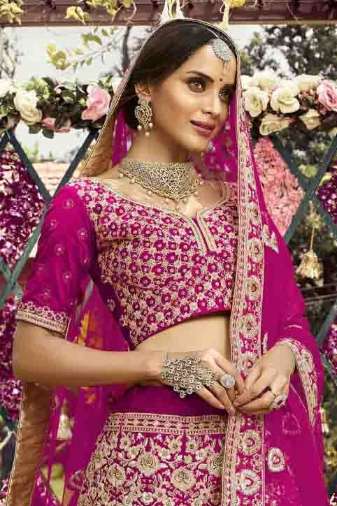 Pink Colour Art Silk Resham Work Lehenga Choli LC1080136 A