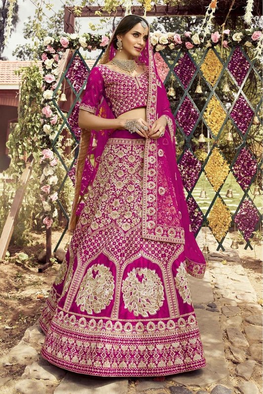 Pink Colour Art Silk Resham Work Lehenga Choli LC1080136