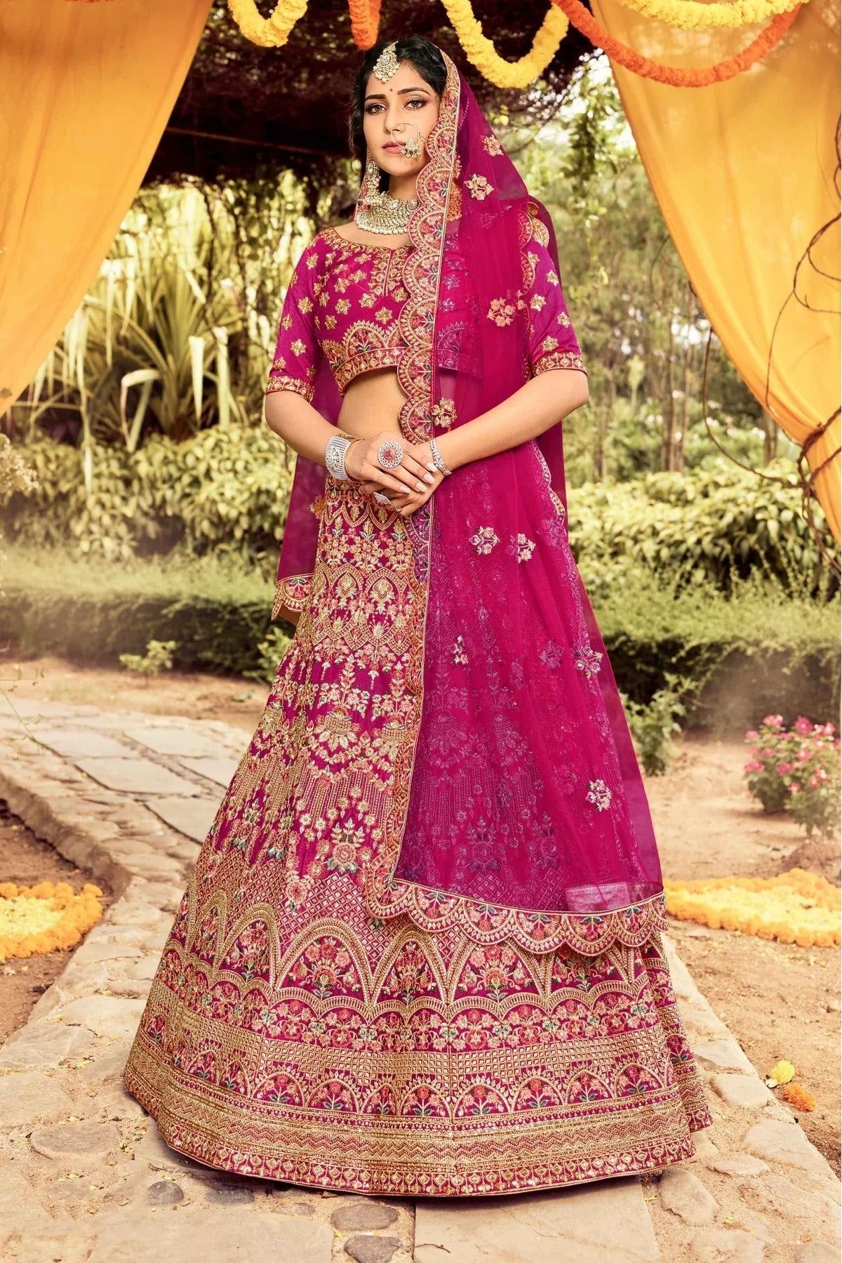 Pink Colour Art Silk Resham Work Lehenga Choli LC1080139