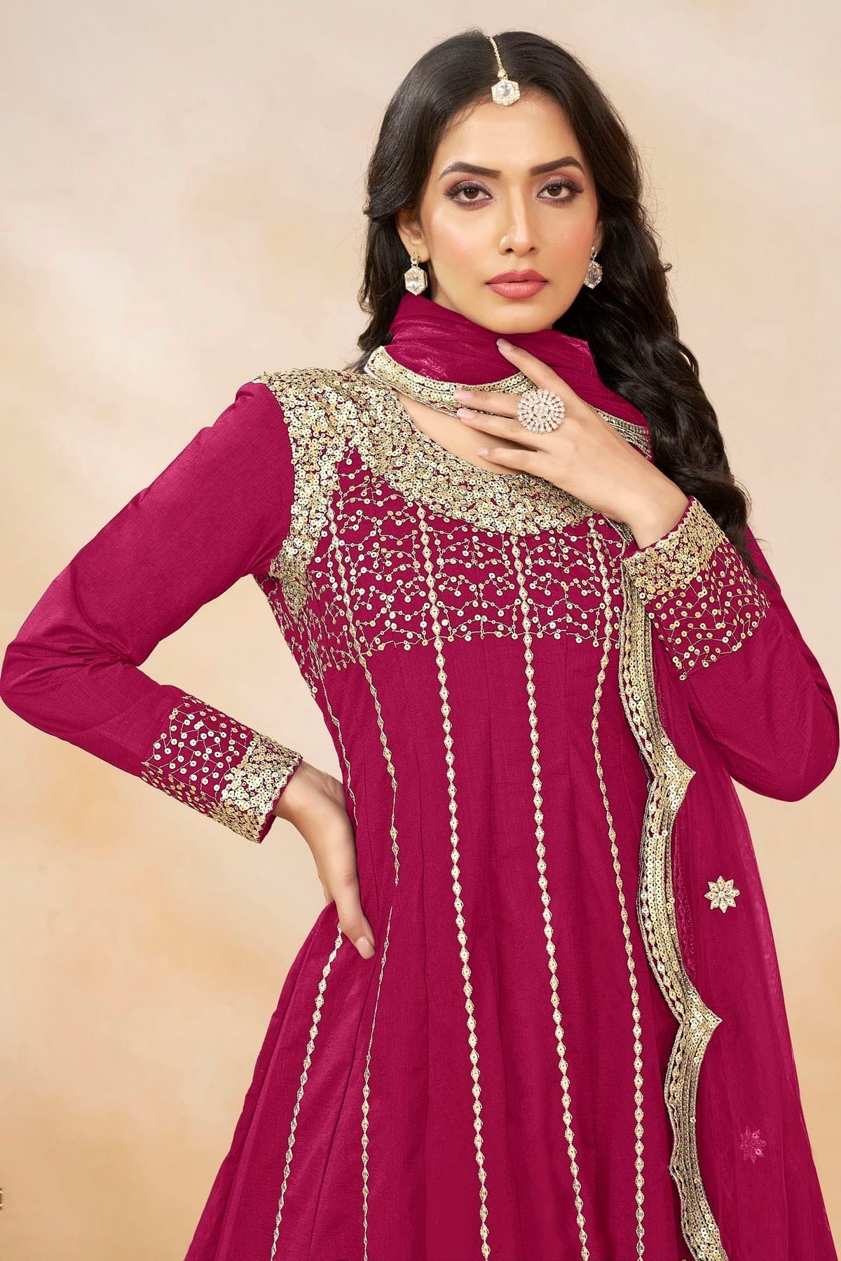 Pink Colour Art Silk Semi Stitched Patiala Suit SM1050600 A