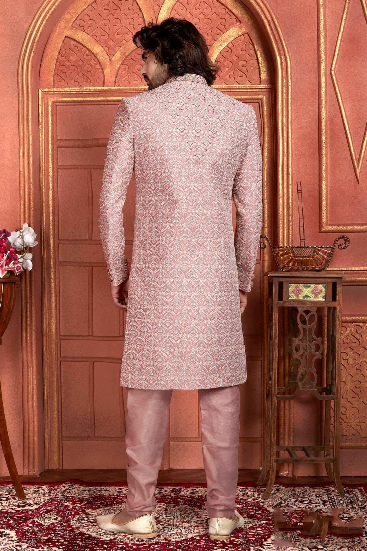 Pink Colour Art Silk Sherwani With Churidar Pant SH1230048 B