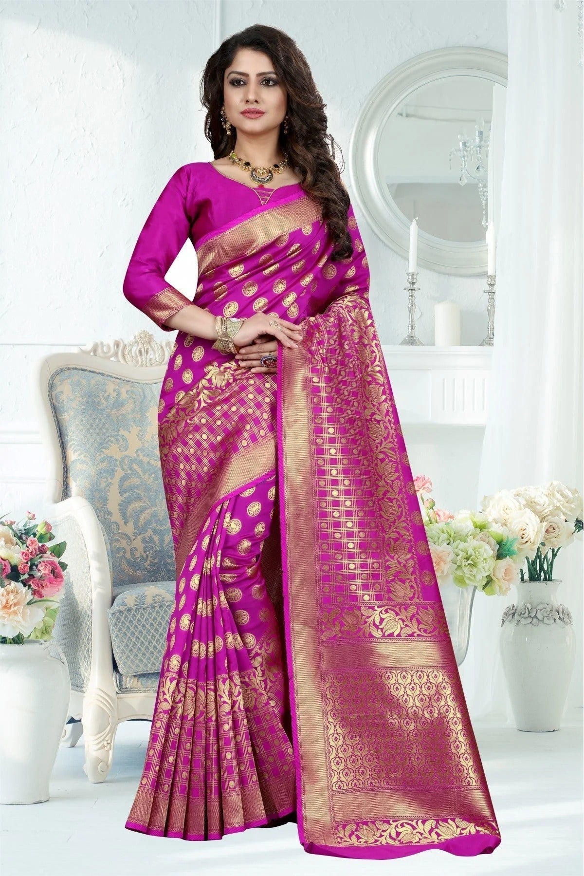 Pink Colour Banarasi Art Silk Woven Saree SD1120783