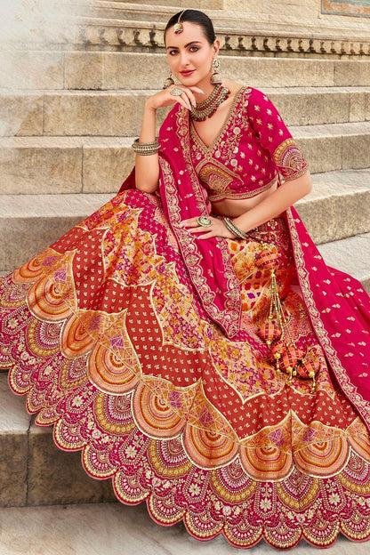 Pink Colour Banarasi Silk Bridal Lehenga Choli LC1290103 A