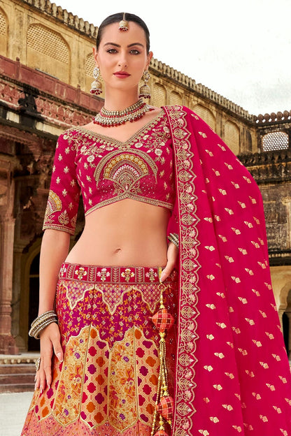 Pink Colour Banarasi Silk Bridal Lehenga Choli LC1290103 B