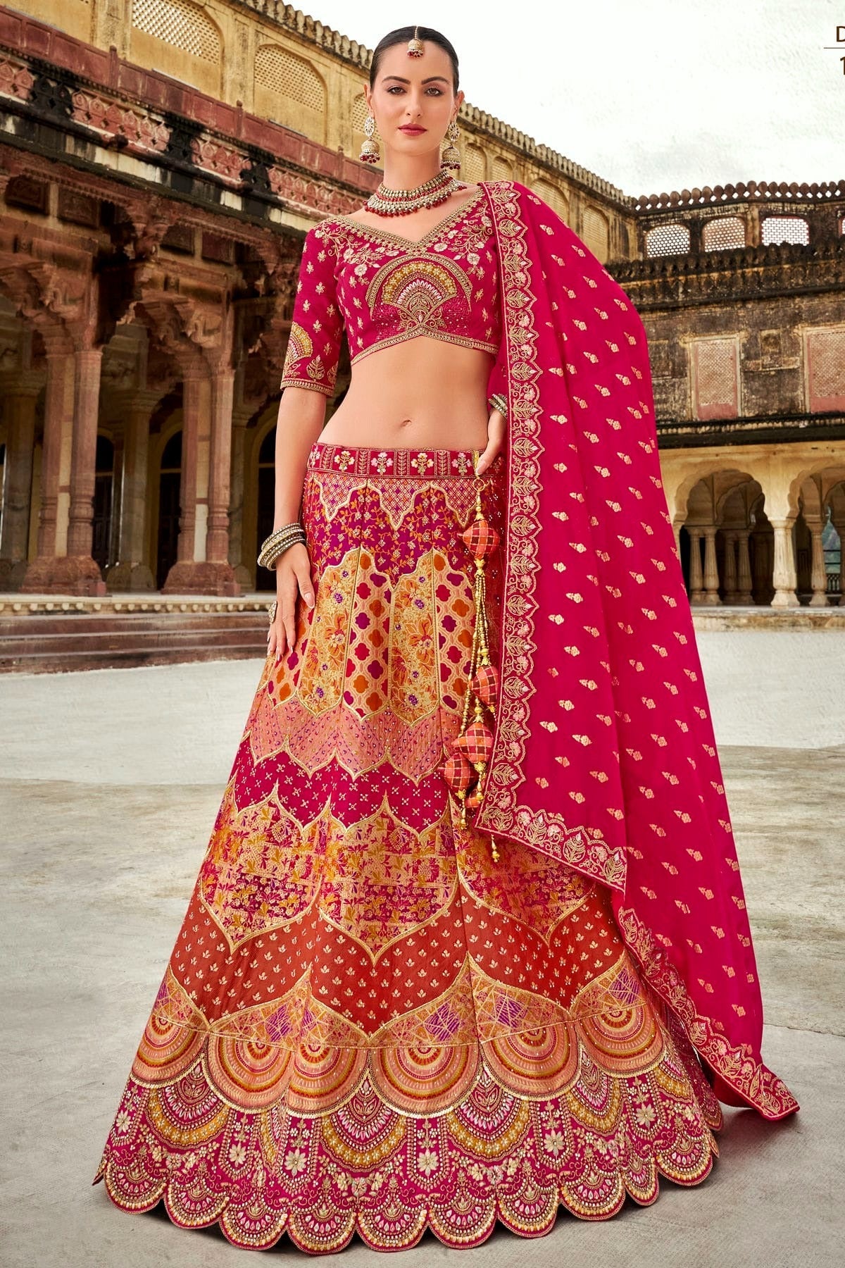 Pink Colour Banarasi Silk Bridal Lehenga Choli LC1290103