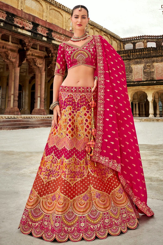 Pink Colour Banarasi Silk Bridal Lehenga Choli LC1290103