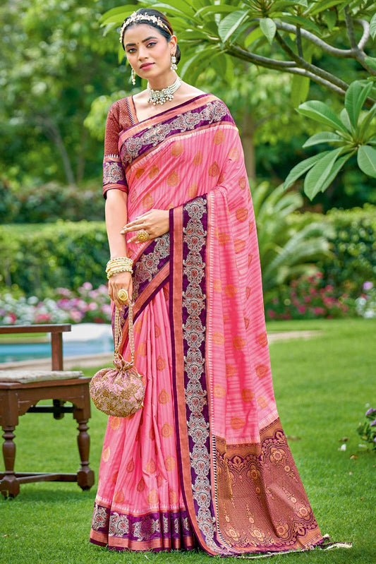 Pink Colour Banarasi Silk Traditional Saree In Woven Work SD1101254