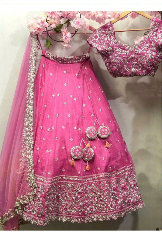 Pink Colour Bangalori Satin and Silk Lehenga Choli LC1020115