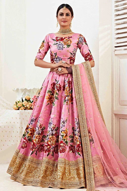 Pink Colour Banglori Satin Designer Lehenga Choli LC1240027
