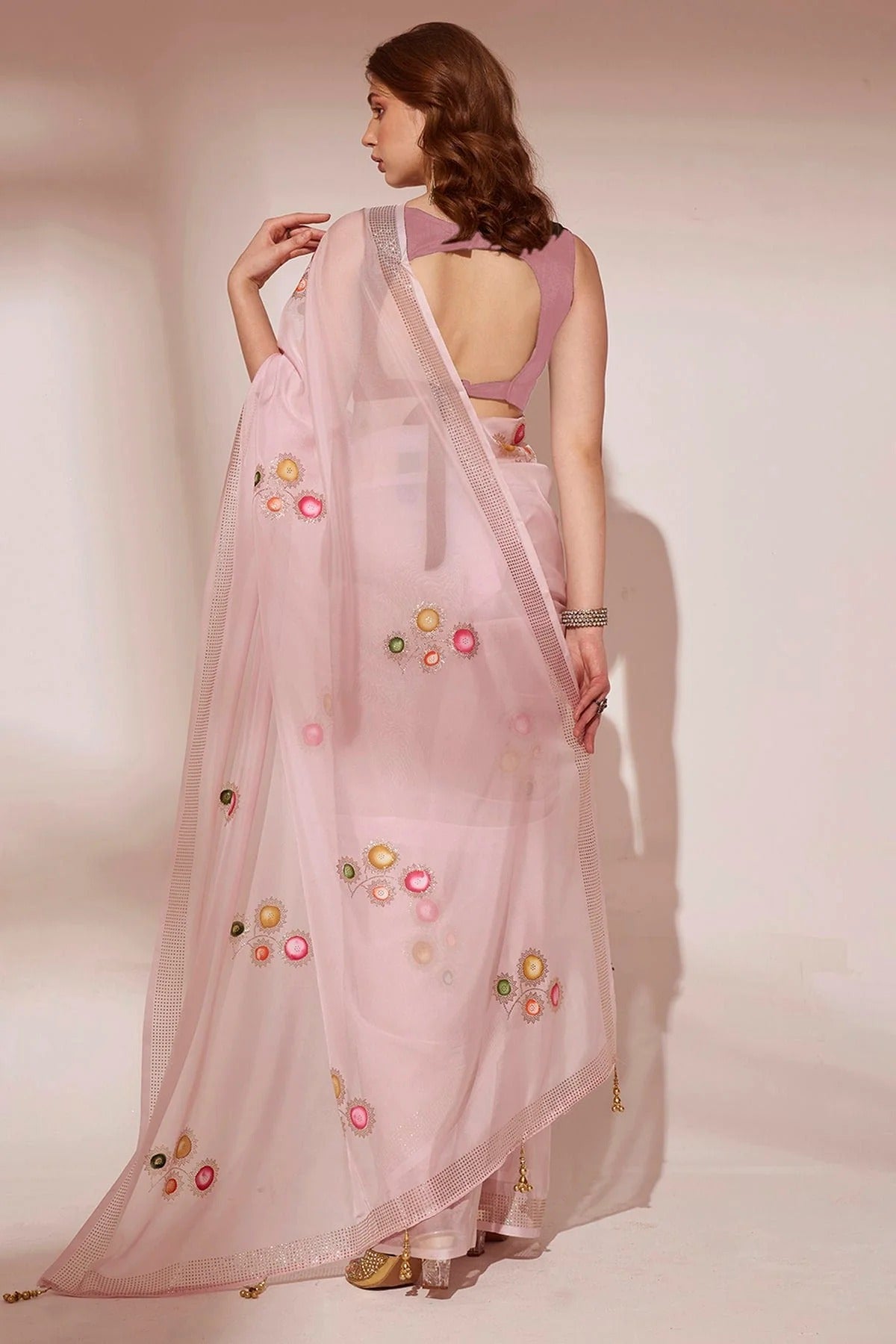 Pink Colour Blooming Organza Saree SD1110431 A
