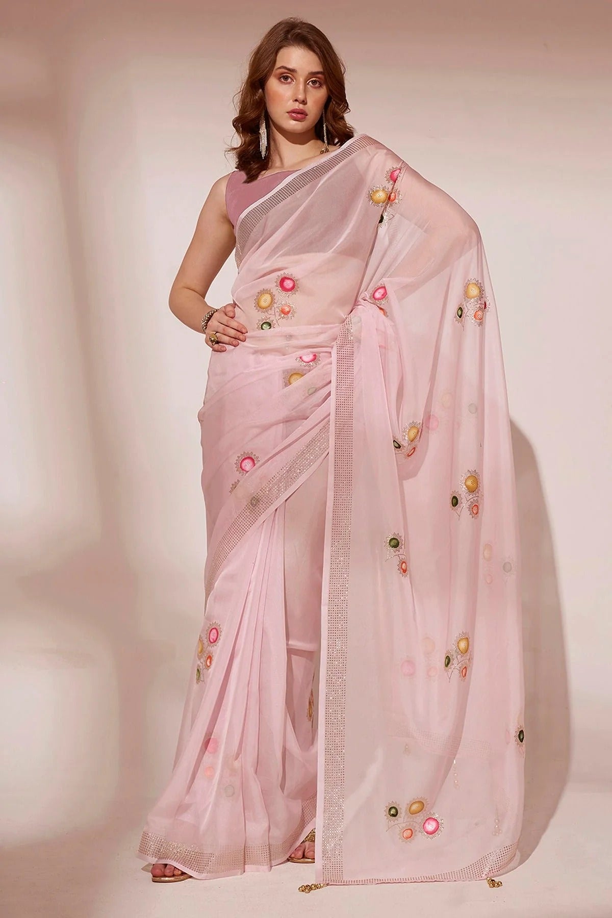 Pink Colour Blooming Organza Saree SD1110431