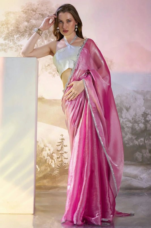 Pink Colour Burberry Organza Saree SD1112722