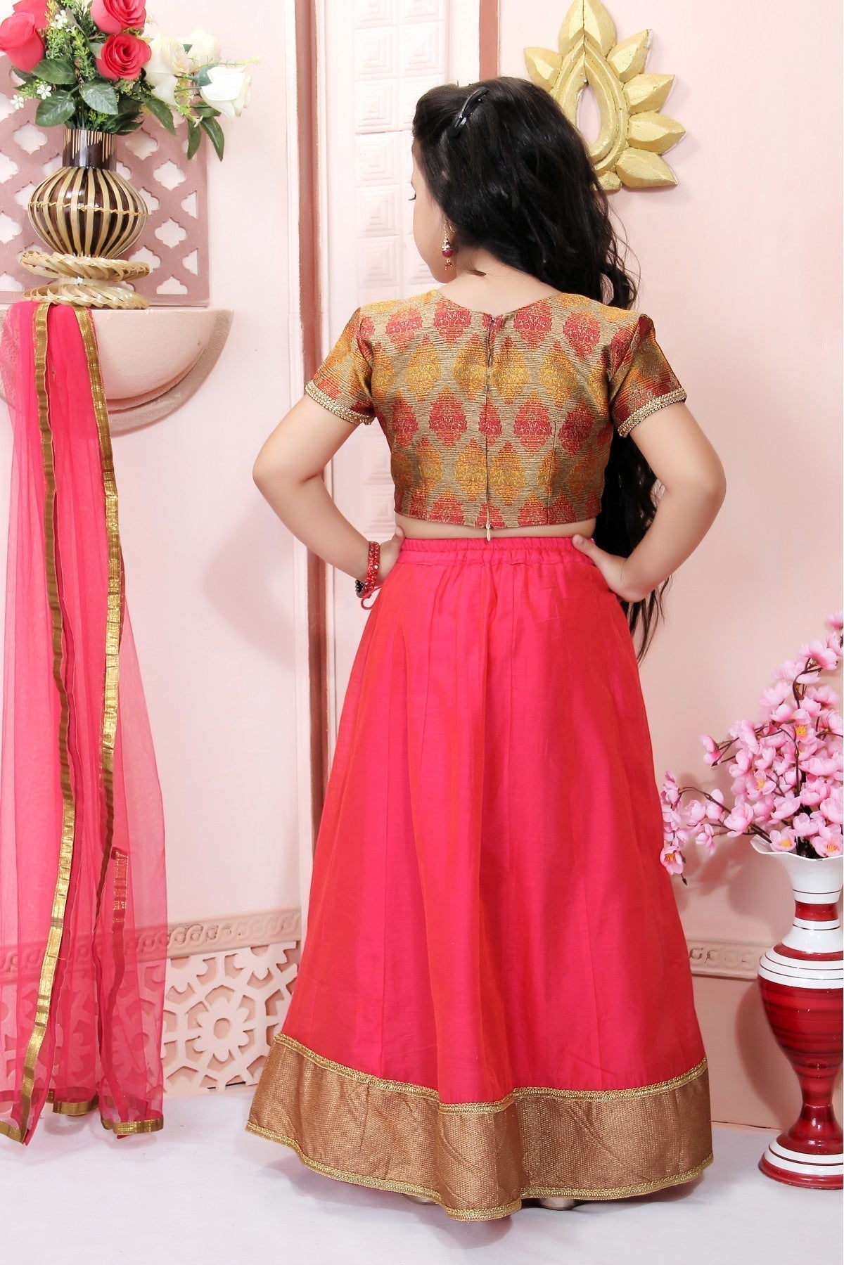 Pink Colour Chanderi Silk Embroidery Lehenga Choli GW1070027 B