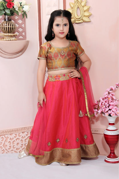 Pink Colour Chanderi Silk Embroidery Lehenga Choli GW1070027