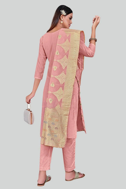 Pink Colour Chanderi Silk Pant Style Suit SM1110603 A