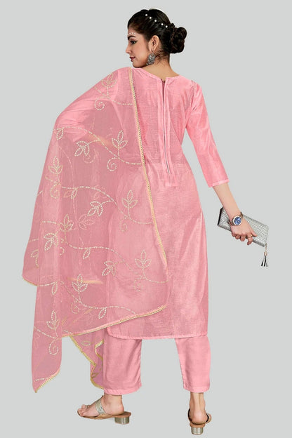 Pink Colour Chanderi Silk Pant Style Suit SM1110638 A