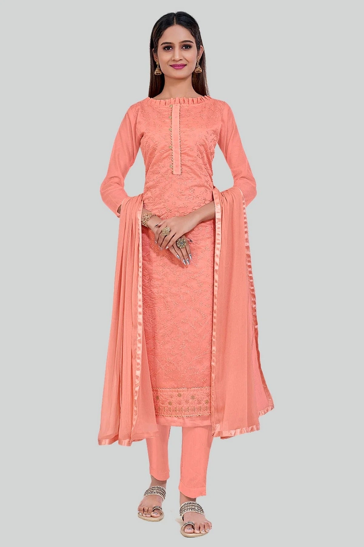 Pink Colour Chanderi Silk Pant Style Suit SM1110654