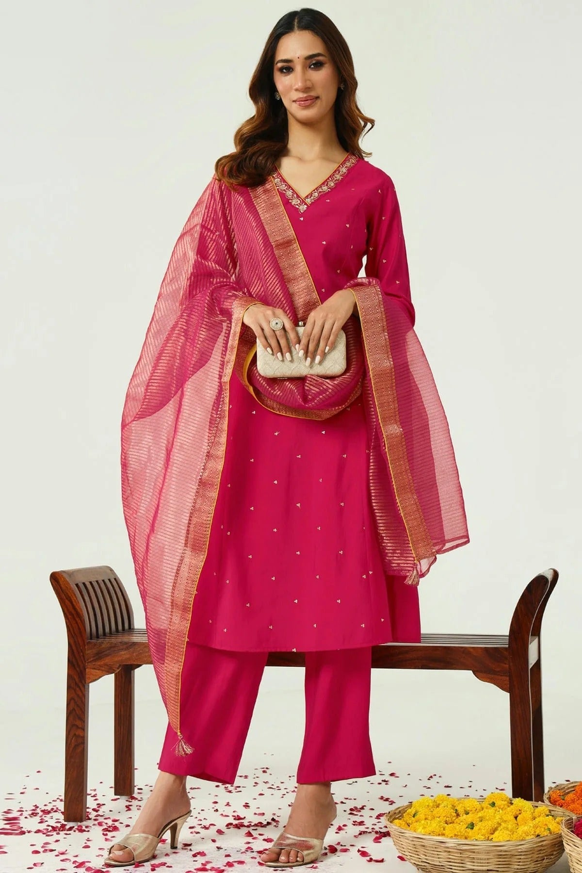 Pink Colour Chanderi Stitched Salwar Suit SS1111976