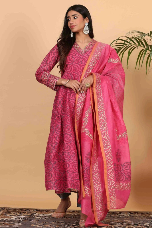 Pink Colour Chanderi Stitched Suit SS1112915