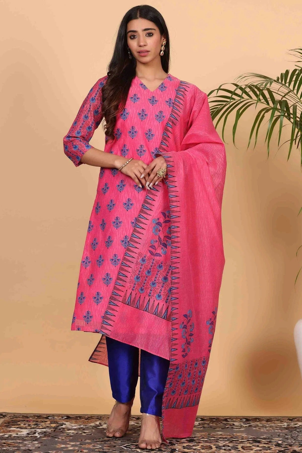Pink Colour Chanderi Stitched Suit SS1112921