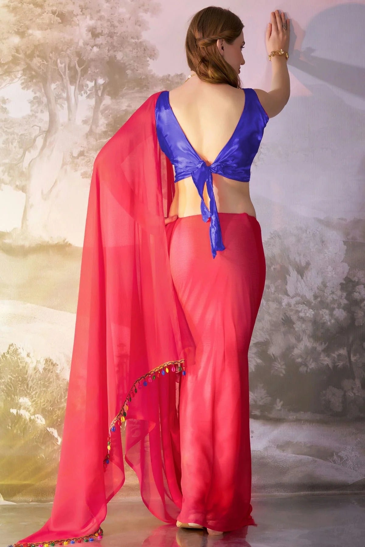 Pink Colour Chiffon Saree SD1112752 A