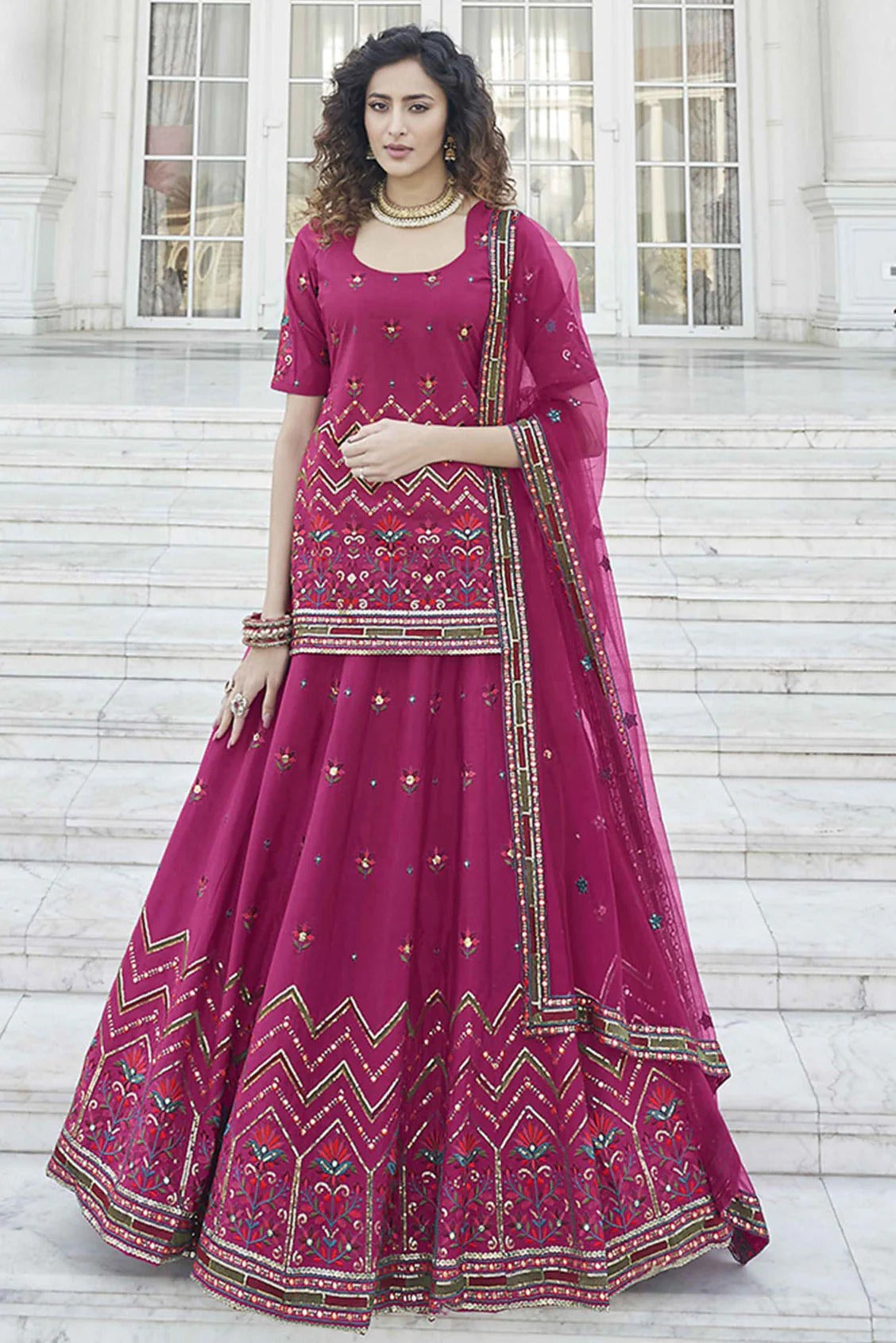 Pink Colour Chinon Chiffon Embroidery Lehenga Suit SM1150211 A
