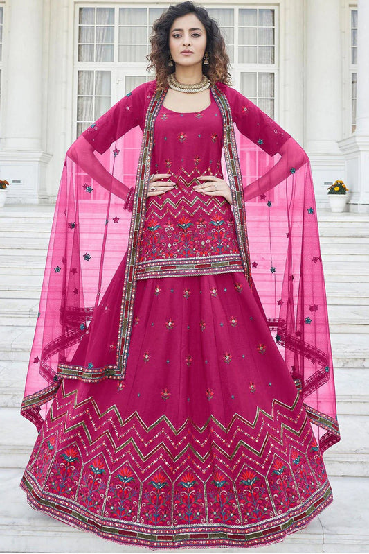 Pink Colour Chinon Chiffon Embroidery Lehenga Suit SM1150211