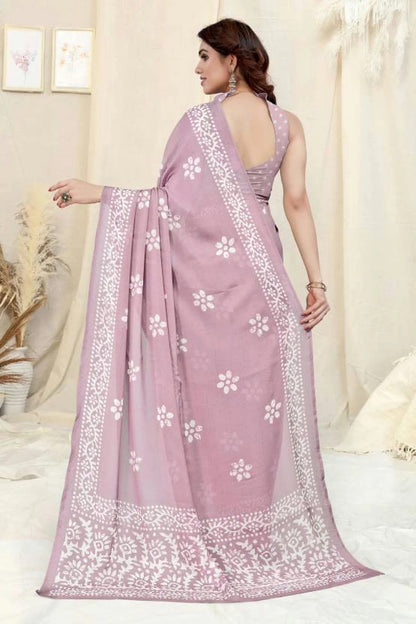 Pink Colour Chinon Chiffon Printed Saree SD1180129 A