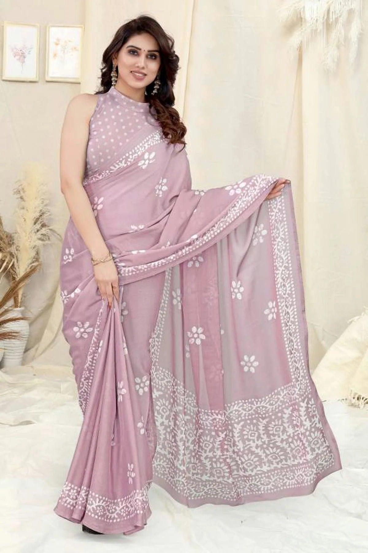 Pink Colour Chinon Chiffon Printed Saree SD1180129