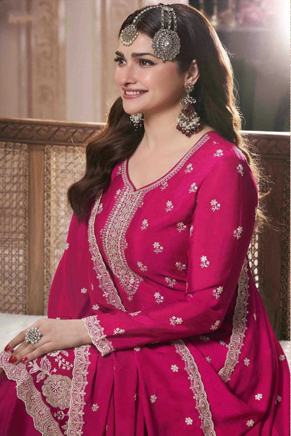 Pink Colour Chinon Palazzo Pant Suit SM1140914 A