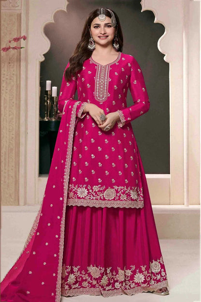 Pink Colour Chinon Palazzo Pant Suit SM1140914