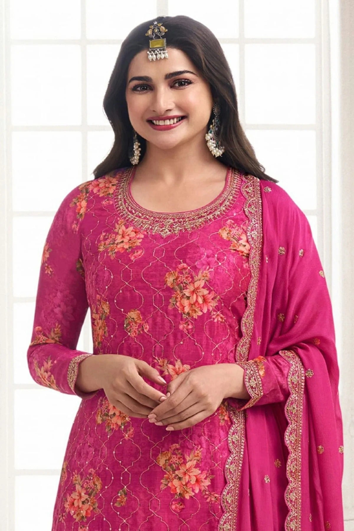 Pink Colour Chinon Sharara Suit SM1110673 A