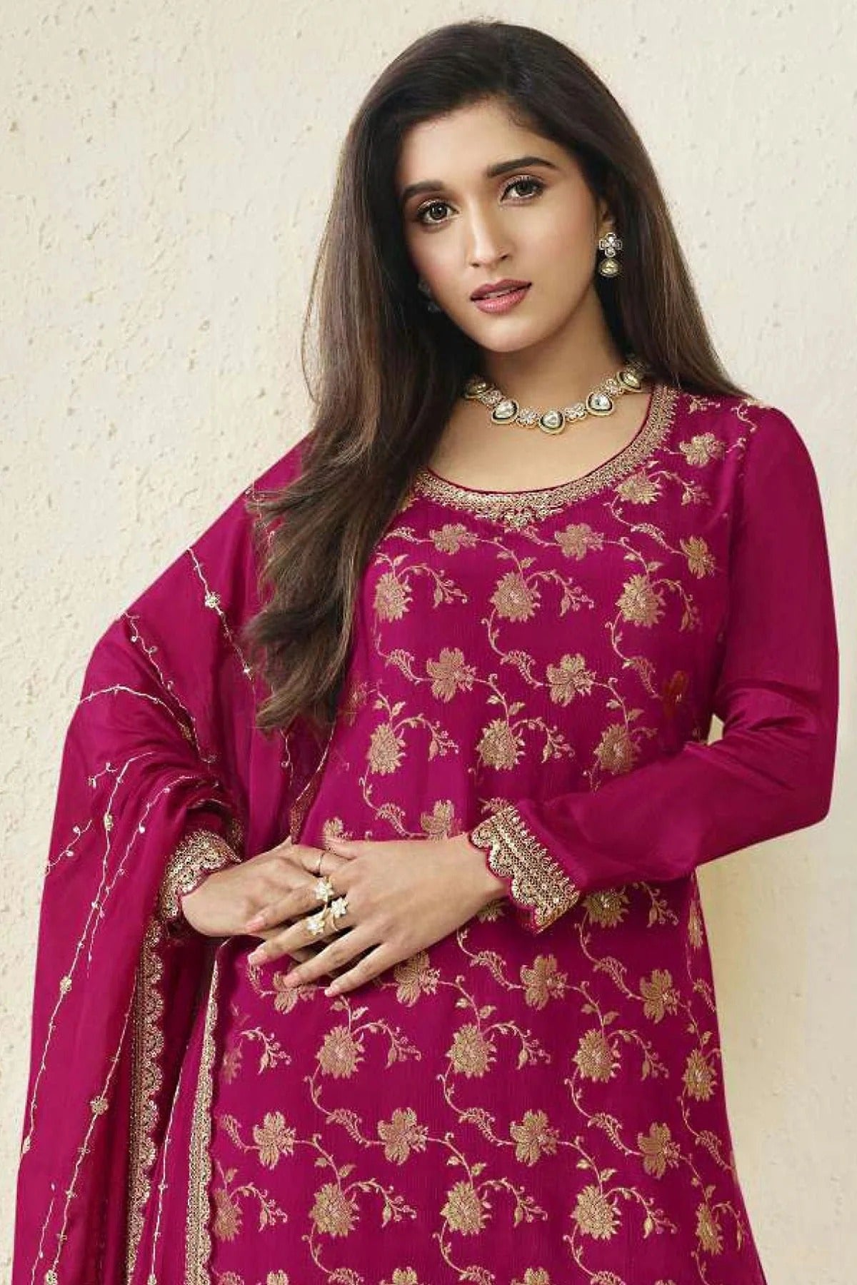 Pink Colour Chinon Sharara Suit SM1110698 A
