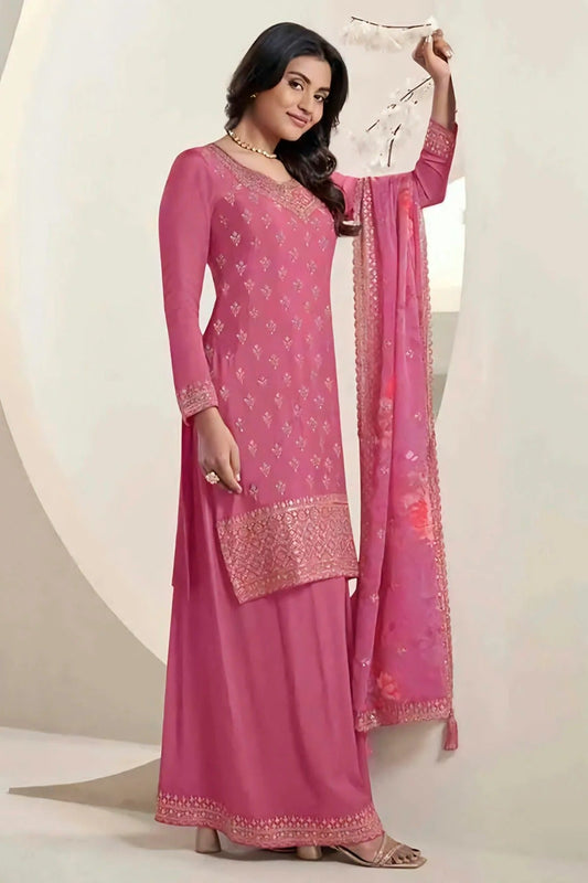 Pink Colour Chinon Sharara Suit SM1110723