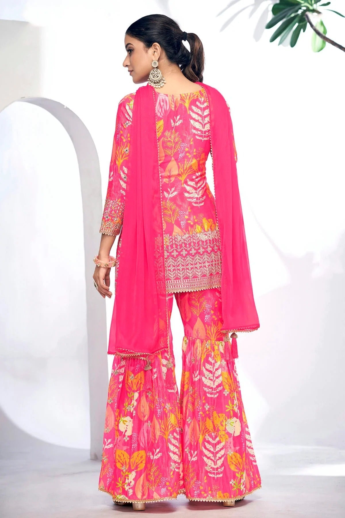 Pink Colour Chinon Sharara Suit SM1140109 A