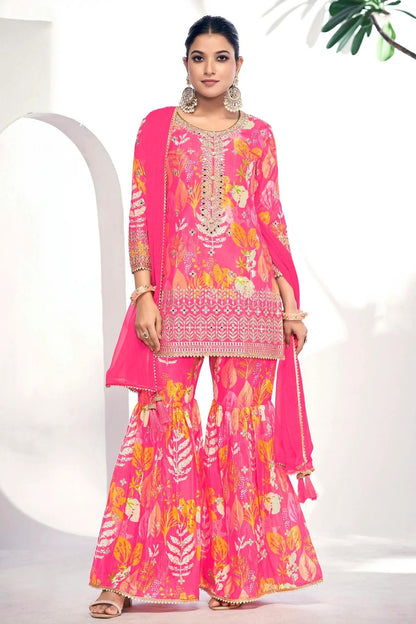 Pink Colour Chinon Sharara Suit SM1140109