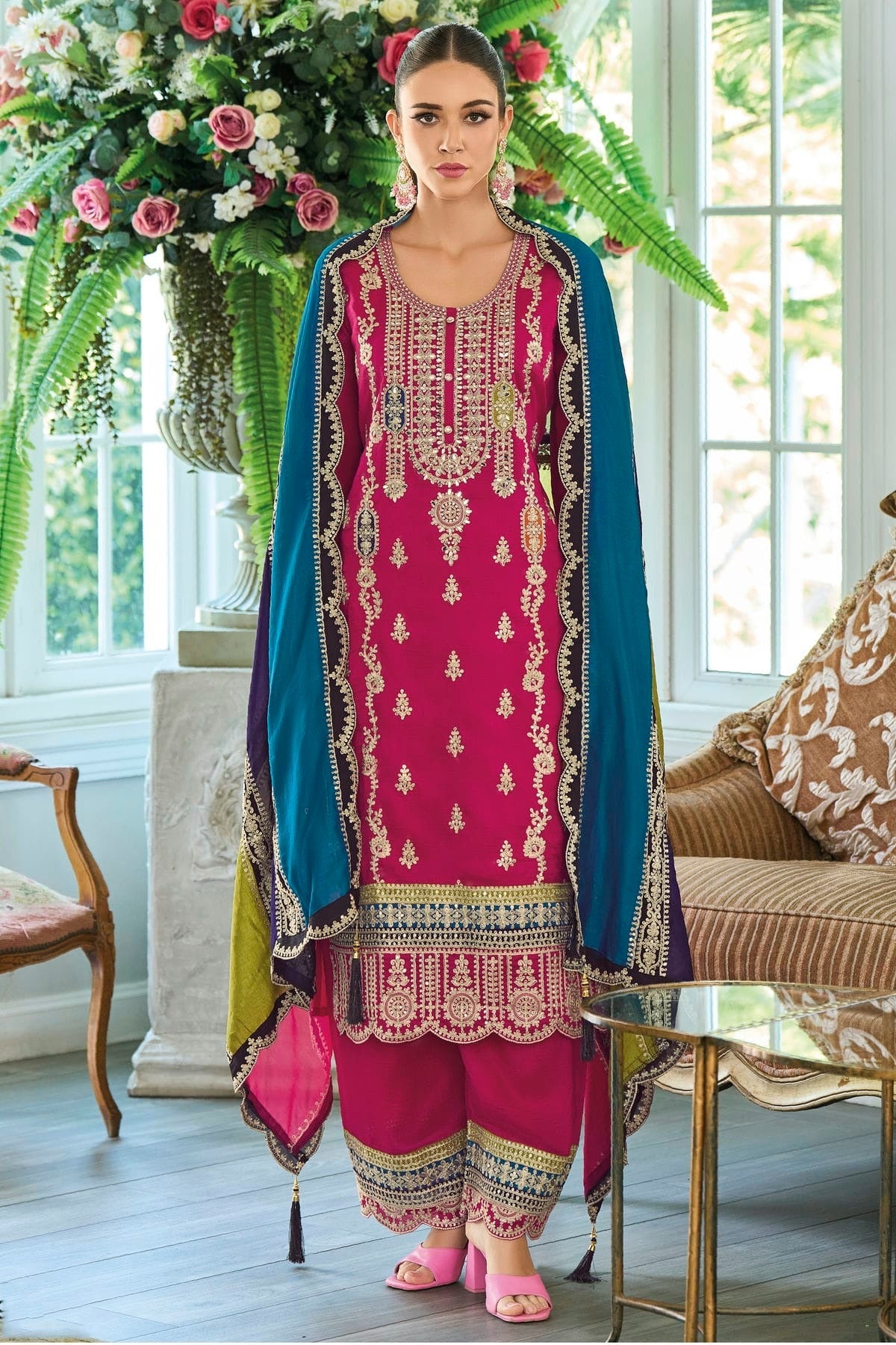 Pink Colour Chinon Silk Pakistani Suit SM1140592